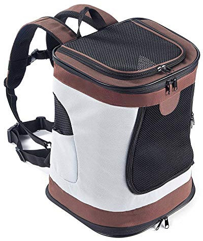 DOKLY Rucksack Tragetasche für Hunde & Katzen mit Schultergurt belastet 6 kg, Braun,Braun