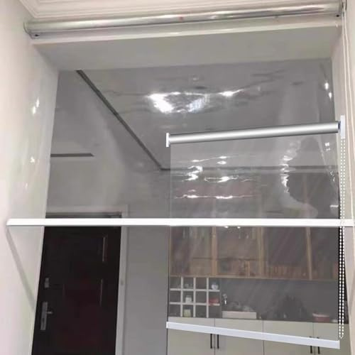 Tende a Rullo Trasparente,Tende Avvolgibili Impermeabili per Esterni,Roll Up Tapparelle in Vinile Grandi,Persiane Chiare in Plastica PVC Antivento,per Finestre e Porte,W×H-110×240cm/43.3×94.5in