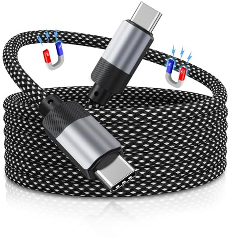 Magtame Câble USB C magnétique USB C vers USB C 60W (3A) pour Phone 15 Pro Max Plus, câble de charge rapide en nylon de type C pour Samsung S23/S22, Pad, MacBook, design original, produit breveté