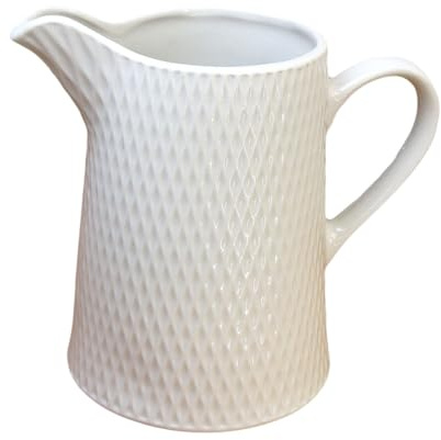 White Jewel Jug Large Ceramic Geometric Kitchen Dining Tableware Serving Pitcher