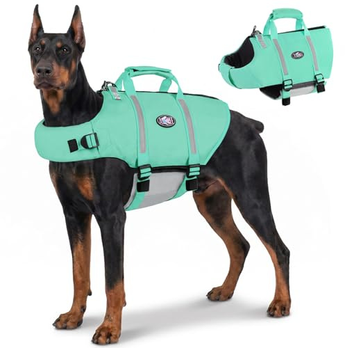 AOFITEE Hunde Schwimmweste XL, Schwimmweste für Große Hund Mit Griff, Ripstop Reflektierende Hundeschwimmweste Große Hund Hohe Flotation Hunde-Rettungsweste für Mittel Groß Hunde