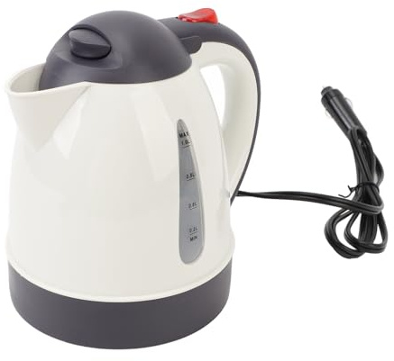 Auto-Wasserkocher, Tragbar, 1 L, Edelstahl, Automatische Abschaltung, für Reisen, Tee, Kaffee, Warmwasserbereiter, 12 V, für Roadtrip, Camping (12V)