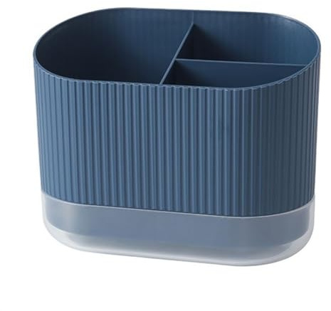 GLigeT Porta Mestoli da Cucina Portautensili in plastica, scolaposate, lavello, Cucchiaio, Bacchette, forchetta, scolapiatti, portaposate, Organizer con 3 Scomparti Porta Posate Cucina(Blue)