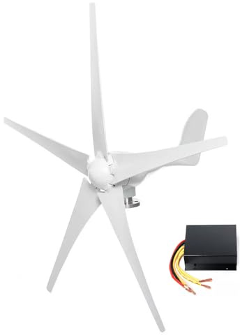500W 24V Horizontale Windturbinen 5 Flügeln Windgenerator mit Laderegler | Permanentmagnet-Generator 5 Rotorblätter Windkraftanlage,Off Grid 3-Phasen Windturbine Stromergänzung für Zuhause