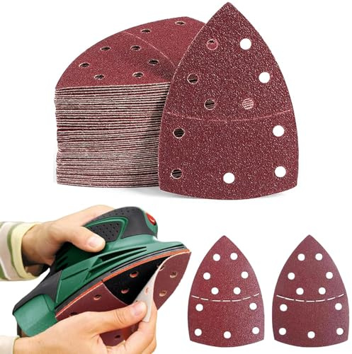 40 Pcs Sanding Pads,Hook and Loop Sanding Sheet Mouse Sander Pads Assorted 40/60/80/120/180 Grits with 11 Holes, Mouse Sandpaper Compatible with Bosch Multi-Sander PSM 100A PSM 200 AES PSM 18