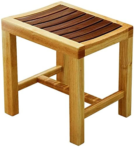 Sitzbank aus Massivholz, gepolstert, für Badezimmer, korrosionsbeständig, rostbeständig, 42 x 28 x 43 cm, ideal für Duschraum und Wickelschuhe