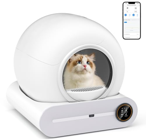 Gerbala Intelligente Selbstreinigende Katzentoilette, 65L Katzenklo Selbstreinigend Geruchsbeseitigung, App-Steuerung, Große Fassungsvermögen Automatisches Katzentoilette für Mehrere Katzen