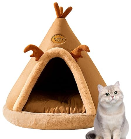 Hundehütte Indoor - Haustierbett Haus, Hund Warme Höhle | Langfristige Nutzung Winter Warm Katzenhaus für Indoor Katzen, Haustier Bett Großzügiger Platz mit Bett, Stilvolles Dicke