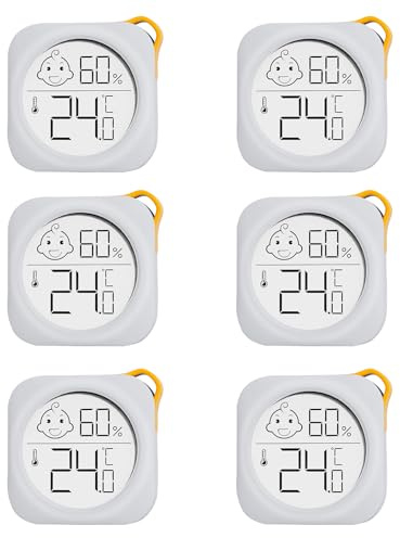 6 Stück - OPPERD Hygrometer & Raumthermometer - Kleiner Digitaler Luftfeuchtigkeitsmesser mit Präzisem Thermometer innen, Praktischer Feuchtigkeitsmesser für Schlafzimmer, Kinderzimmer, Wohnzimmer