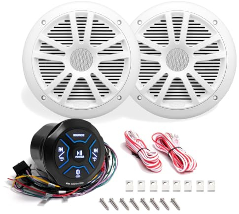 Kit Set per Boss Audio Systems MG150W.6: Ricevitore Bluetooth MGR150B, Altoparlanti MR6W 16,5 cm 6,5 90 watt rms 180 watt max impermeabile per mare barca
