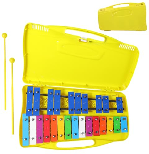Yardwe Metalófono Infantil De Percusión con 25 Notas Cromáticas De Placa Metálica Colorida 15.35X9.05X1.57In Instrumento Musical para Desarrollo Sensorial Y Ritmo