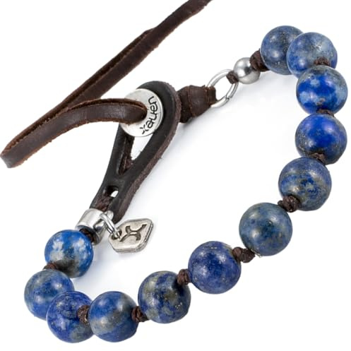 Pulsera Lapislazuli Hombre Mujer Ajustable Piedra Natural Cuentas 8mm Cuero Artesanal Energia Proteccion Regalo Original Estilo Boho Elegante Uso Diario Comoda Resistente Hecha A Mano