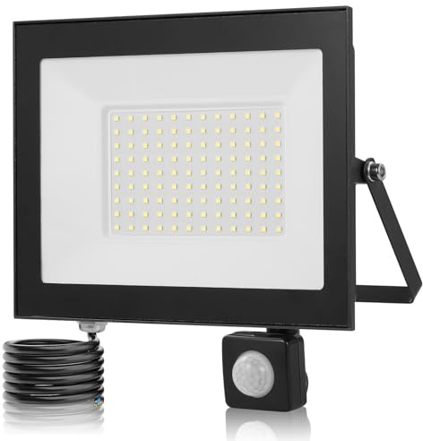 Sararoom 100W Security Lights Outdoor Motion Sensor, 10000LM 3000K Warm White PIR Sensor Security Light, IP66 Waterproof LED Flood Light Outdoor for Courtyard, Garage, Rooftop, Park, Court