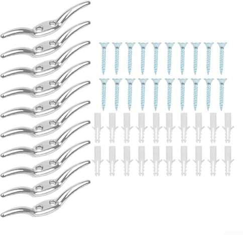 Gdfnmogo Ganchos de tacos para persianas y cortinas, ganchos de posicionamiento de cable de acero inoxidable con tornillos de montaje, persianas enrollables para herrajes de ventana, color plateado