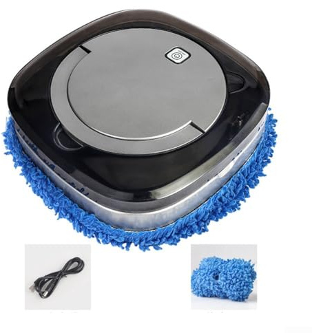 Trapeador robot de 360 grados con base de vaciado automático y función de humidificación para una limpieza rápida y completa en húmedo y seco en suelos duros (B)
