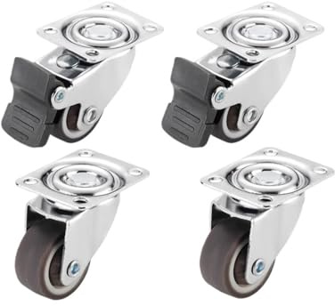 4 unids/lote 1/1, 25/1, 5/2 pulgadas rueda silenciosa de goma suave direccional mini muebles con rueda de dirección de freno(1.25-Inch-C)