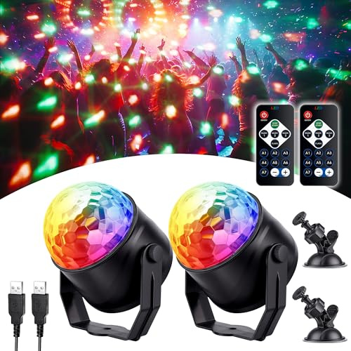 Luz de Discoteca RGB, Luz de Escenario de Discoteca Portátil Giratoria de 360° Controlada por Música con Control Remoto, Adecuada para uso en Interiores y Exteriores, Bares, KTV, Navidad