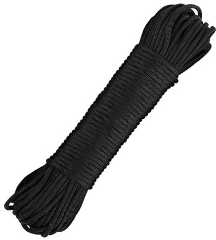 Paracord Seil 6mm, 30m Nylonseil schwarz geflochten für Bündeln, Wäschetrocknen, Camping, Outdoor (Schwarz, 30M)