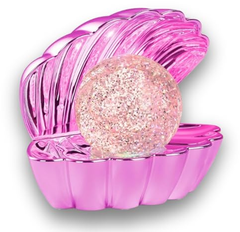 LED Muschel Lampe mit leuchtender Perle – RGB Farbwechsel Deko Leuchte, Stimmungslicht Nachtlicht mit Glitzerkugel, Tischlampe & Dekolampe für Schlafzimmer, Wohnzimmer & Geschenkidee (Muschel Pink)