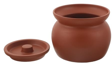 Homoyoyo Casseruola in Ceramica, Pentola di Terracotta: Mini Casseruola con Coperchio - Pentola Rotonda Cinese per Stufato - in Terracotta per Cucinare Stufati, Zuppe E Vapore 350 Ml