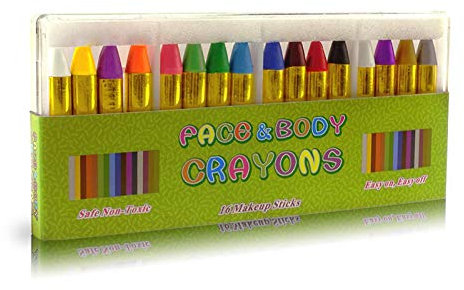 Gibot 16 Couleur Visage Peinture des Crayons, Peinture Visage Enfant, de Visage et de Corps Sûrs et Non-toxiques Crayons Maquillage pour Enfants, pour Maquillage Enfant Carnaval/Halloween