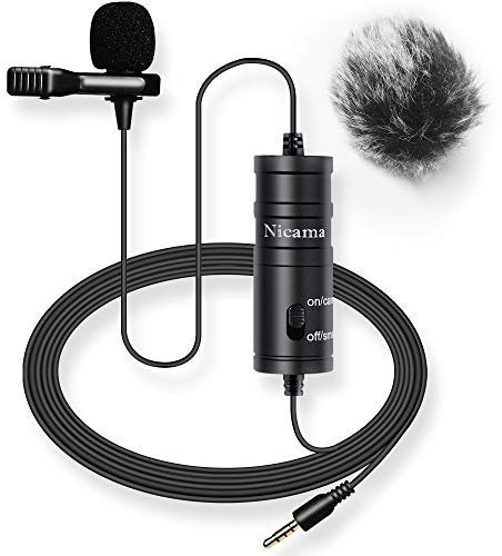 Nicama LVM1 Micro Cravate avec 1 Bonnette Anti-Vent, Audio Enregistrement Microphone Caméras à Condensateur pour iPhone Smartphone PC Appareil Photo de Sony Nikon Olympus Canon Caméscopes