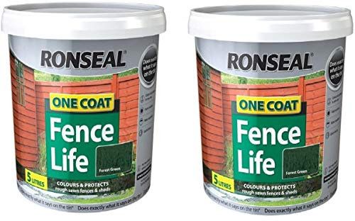 Ronseal 5L One Coat Fence Life Fence Paint Bundle Deal 2 for £22.95-2 x 5L tubs = 10L - Forest Green