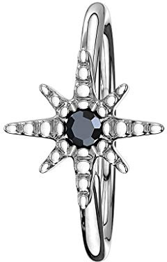 beyoutifulthings Nasen-Piercing Stern Nasen-Ring Nasen-Stecker Ohr Cartilage Hoop-Ring Messing Silber Schwarz Stab 0,8/8mm