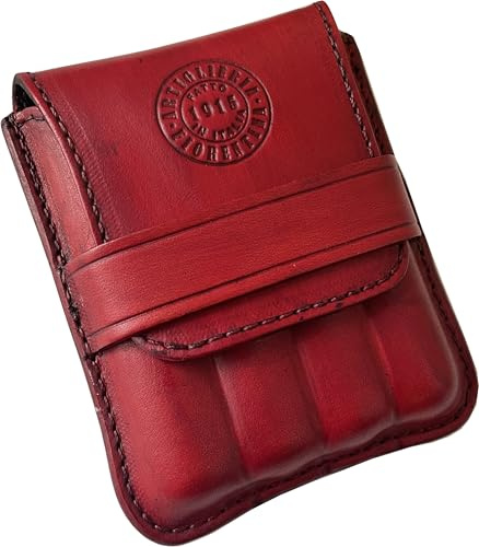 Estuche para puros Ammezzati moldeado de auténtica piel curtida al vegetal – Porta Ammezzati de 4 de Artiglieria Fiorentina – Fabricado en Italia, rojo, 4 Ammezzati, Artesanía de piel – Modelo clásico