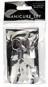 Black & Silver Metal Manicure Set (5 Pieces) - Durable, Essential Grooming Kit for Neat & Tidy Nails