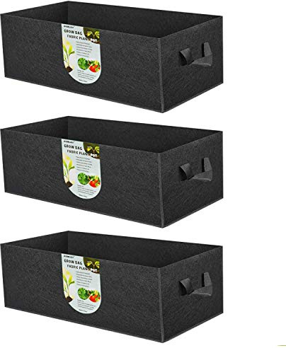 ANGELIOX 3 Pack 8 Gallon Grow Bags, 300G Thickened Nonwoven Fabric Garden Bed,30L Square Flower Planter Pots Containers with Handles for Potato Onion Carrot Taro Radish, Fruit,Flowers(50x30x20cm)