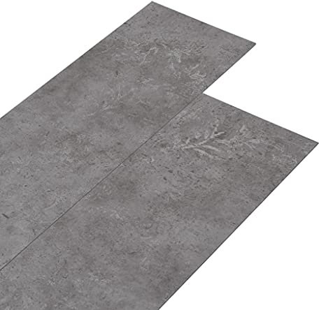 vidaXL Planches de Plancher Revêtement de Sol Dalle de Sol Salon Salle de Séjour Chambre à Coucher Maison PVC 5,02 m² 2 mm Autoadhésif Gris Béton