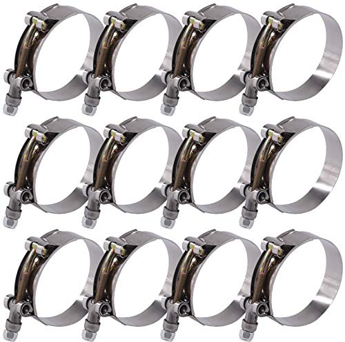 Glarks 12 morsetti per tubo flessibile in acciaio inox da 63-71 mm con bullone a T per tubo flessibile di aspirazione turbo, morsetti per intercooler