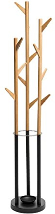 ATMOSPHERA CREATEUR D'INTERIEUR Porte-manteaux 12 patères et Porte-Parapluies en Bambou et Métal H 174 cm - Five