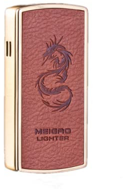 Briquet coupe-vent portable rechargeable au gaz butane au design rétro flamme réglable Rouge