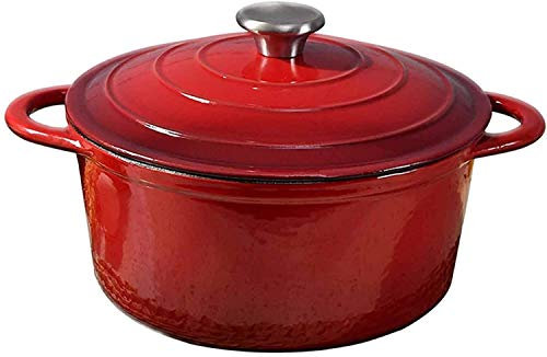 MXXHFC Cazuela Cazuela de Hierro Fundido esmaltado con Tapa, Olla de cocción Antiadherente, Horno, 5,2 litros, para estofar al Vapor, Hornear, saltear, Cacerola de Hierro Fundido