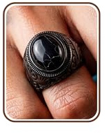 Dochais Edelstahl Siegelring Schwarz für Männer - Herren-Schmuck Edelstein Ring