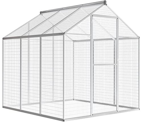 Chusui Außenvoliere, Hühnerstall, Chicken Run, Hühnerauslauf, Vogelvoliere, Auslaufgehege, Wachtelstall, Tiergehege Aussen, Aluminium 183x178x194 cm