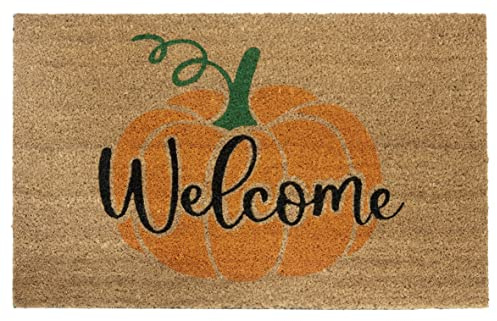 Hanse Home Kokos Fußmatte Halloween für Innen - Schmutzfangmatte Natur, Kokosmatte Kürbis Welcome, Fußabtreter rutschfest für Flur, Terrasse, Eingangsbereich - 45x75cm