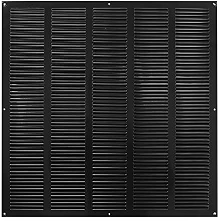 500x500mm Ventilationsgaller i Svart Stål med Myggskydd - Metallgaller för Ventilation
