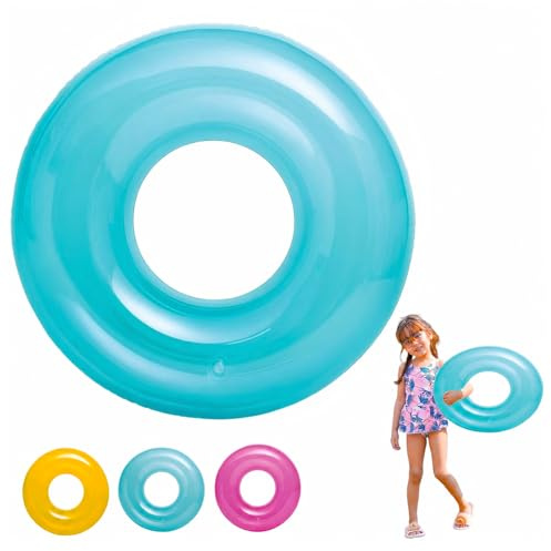 POPOYU Inflatable Swimming Ring Kids,Blue Inflatable Pool Floats for Kids Swimming Rubber Rings,Pool Inflatables Floats Inflatable Pool Toys for Summer Beach Swimming Pool Water Party Toys