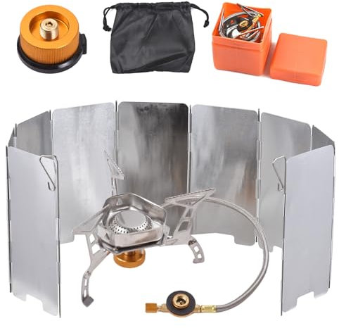 YIWENG Réchaud de Camping à gaz Portable,réchaud de Cuisine d'extérieur,Kit de réchaud à gaz pour randonnée,léger et Pliable,Cuisinière à gaz portative