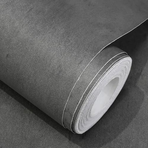 WADILE Betontapete Zement-Kontaktpapier 3D Matt Strukturiert 40 x 900 cm Tapete zum Abziehen und Aufkleben, Selbstklebend Wasserdicht und Entfernbar, Schwarz Grau