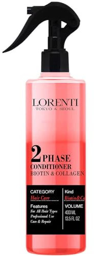 Lorenti Biotin & Collagen 2Phase Hair Conditioner | Leave-in Spray Conditioning | Hair Repair Detangler 400 ml