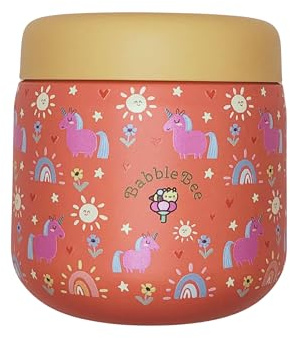 BabbleBee Termo Comida Bebé 360 ml – Acero Inoxidable Doble Pared con Válvula de Aire, Cierre Hermético Antifugas, Mantiene Calor o Frío, Ideal Papillas y Sólidos – Viaje, Guardería y Salidas