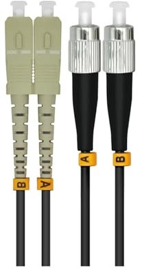 VJSUWI 50 Metri corazzati all'aperto SC-FC Duplex 10 gigabit 50/125 Cavo Ottico in Fibra multimodale OM3 Nero 1 0gb SC a FC Jumper Corda Patch
