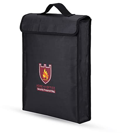 PerGar Feuerfeste Tasche, Doppelseitige Feuerfeste Tasche in 2 Größen, Feuerfeste Dokumententasche, Feuerfeste Tasche aus Schwarzem Aluminiumfolien-Glasgewebe, für Lip (38 * 30,5 * 6,5