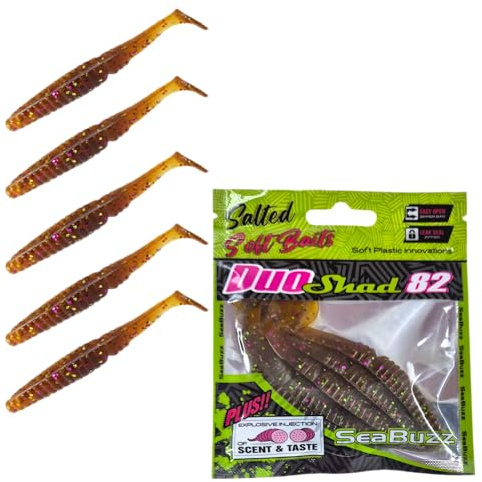 SEABUZZ Gummifische Angelköder Set 5 STK x 82mm - Gummiköder für Wels | Zander & Hecht - Forelle & Barsch Kunstköder - Raubfisch Angelnset - Süß- und Salzwasser