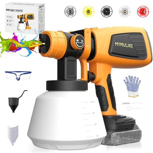 Cordless Paint Sprayer for Fence, Furniture, cabinets, Walls,Spray Gun Handheld Paint Sprayers for Home DIY Painting, 3 Spray Patterns & 1000ml Tank,Compatible with makita 18V Battery(No battery)