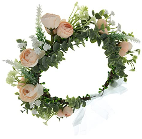 Healvian 1stück Hochzeits-blumenkranz Haarband Für Braut Romantisches Haaraccessoire Für Hochzeitsfeier Verlobung Und Bühnenaufführungen Champagnerfarben Handgefertigt